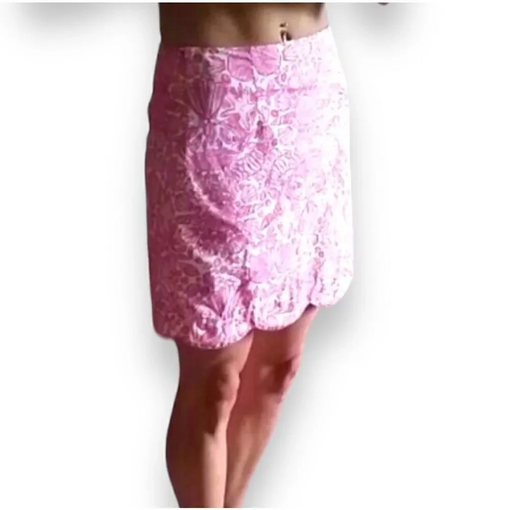 Lilly Pulitzer Lynnie Skirt Scallop Hem Hotty Pink Sailors Valentine Mini Size 2